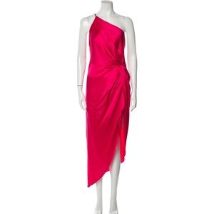 Michelle Mason - Women’s Red/Pink Silk Midi Gown - Size Small